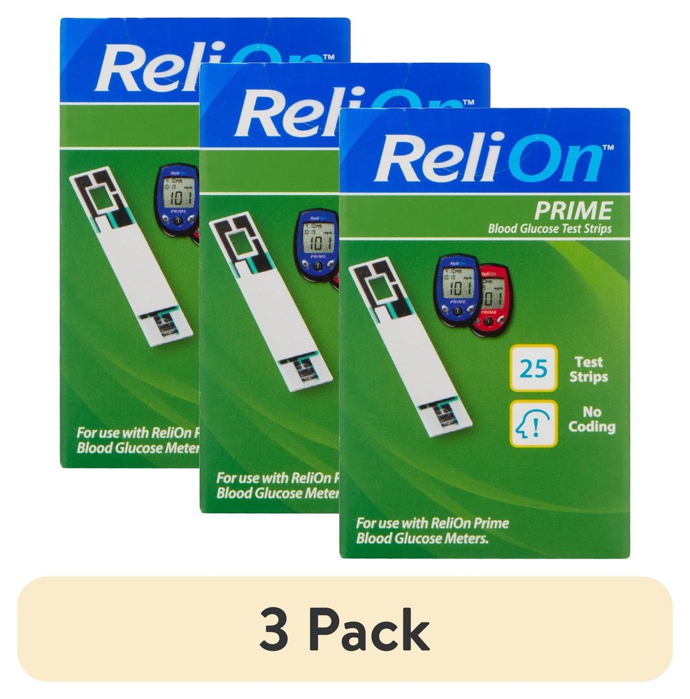 (3 pack) ReliOn Prime Blood Glucose Test Strips