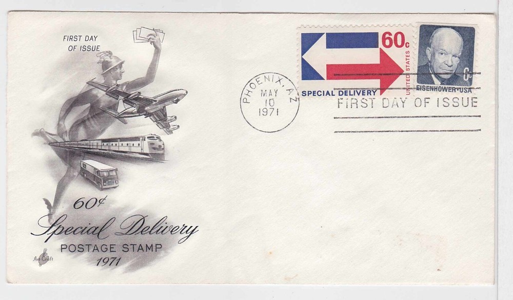 TurtlesTradingPost- Special Delivery 60 Cent  1971 #E23 FDC Artcraft