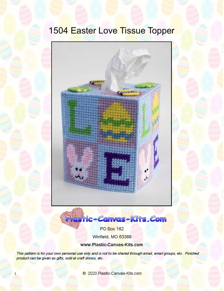 Easter Love Tissue Topper Plastic Canvas Pattern or Kit