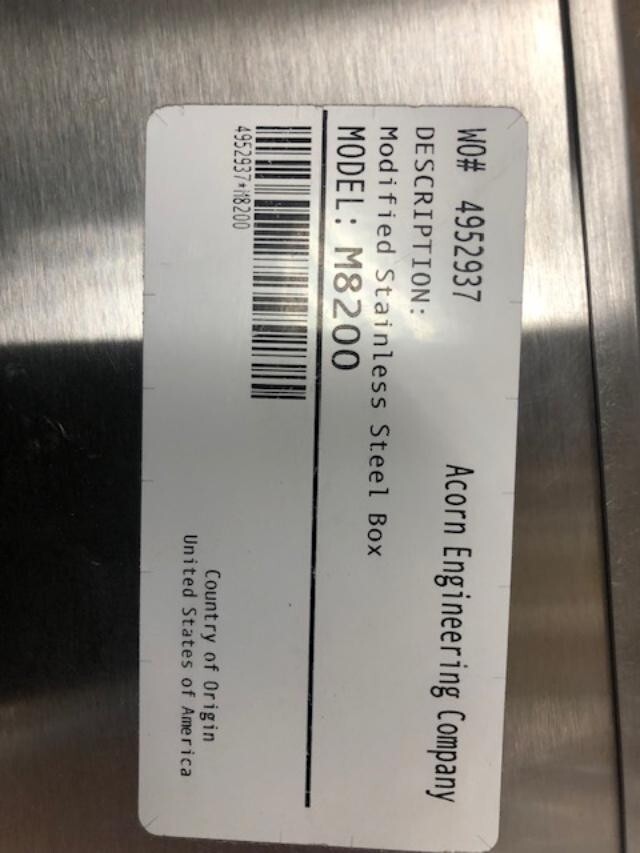 ACORN M8200 10" x 10" x 4" STAINLESS BOX