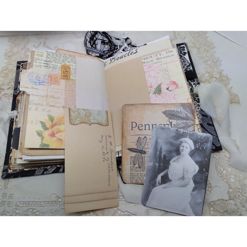 Old World Victorian Handmade Junk Journal Ephemera Interactive Keepsake Dangle