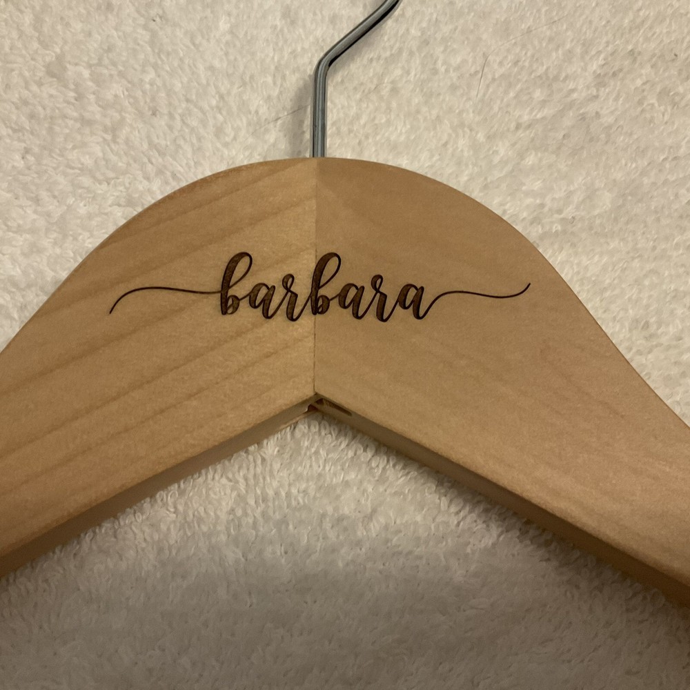 personalized “barbara” wooden clothes hanger