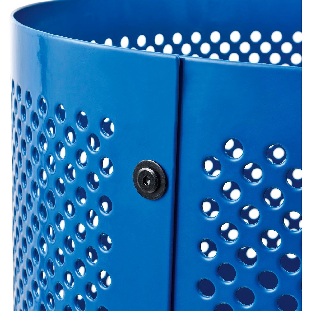 Thermoplastic Coated Perforated Receptacle w/Flat Lid 32 Gallon Blue