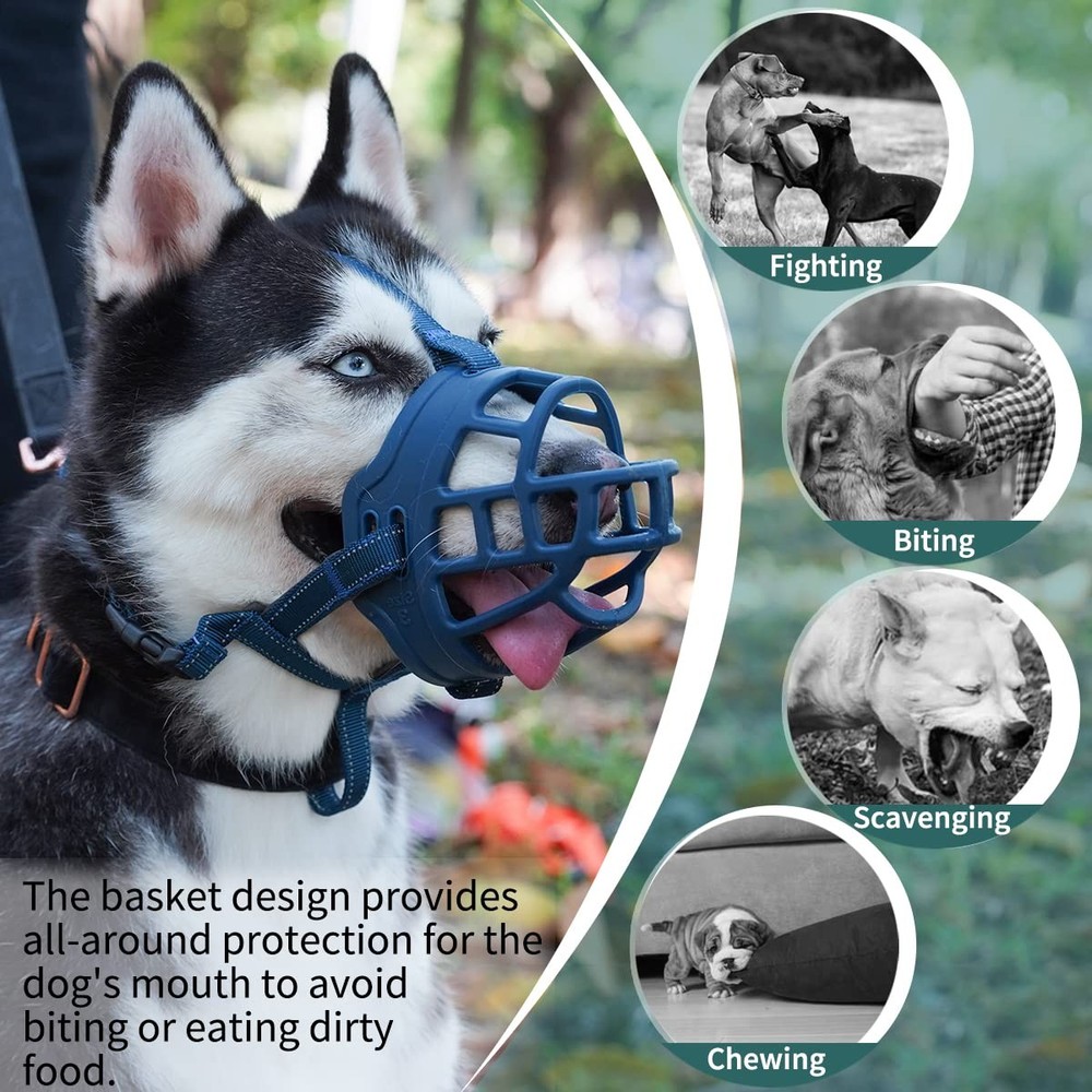 BARKLESS Dog Muzzle, Basket Muzzle for Small 1 (Snout 6-7½"), multi-color