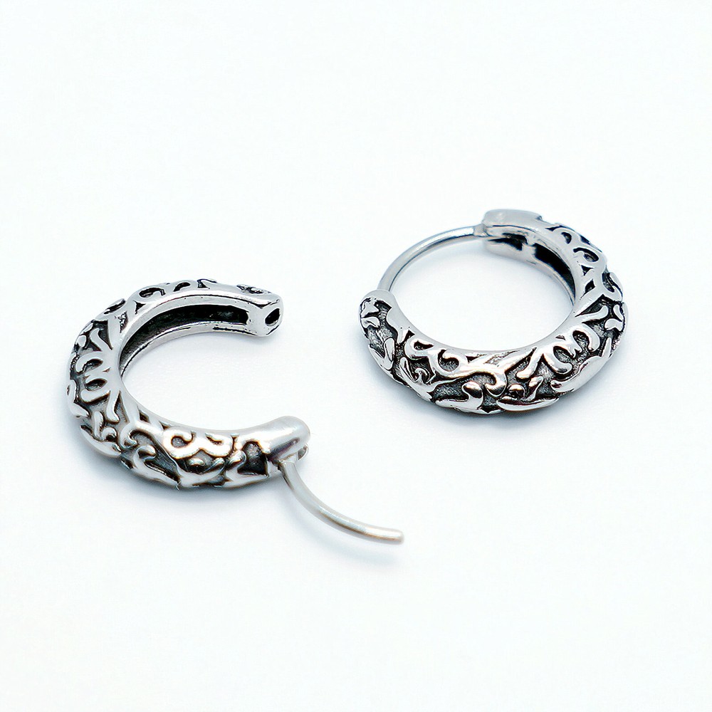 2pcs Stainless Steel Hoop Huggie Cloud Pattern Stud Earrings Men Women Piercing