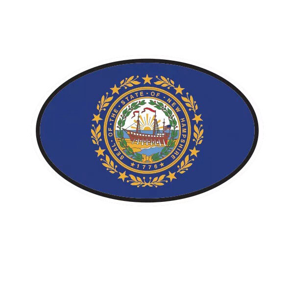 New Hampshire State Flag Oval Sticker Decal