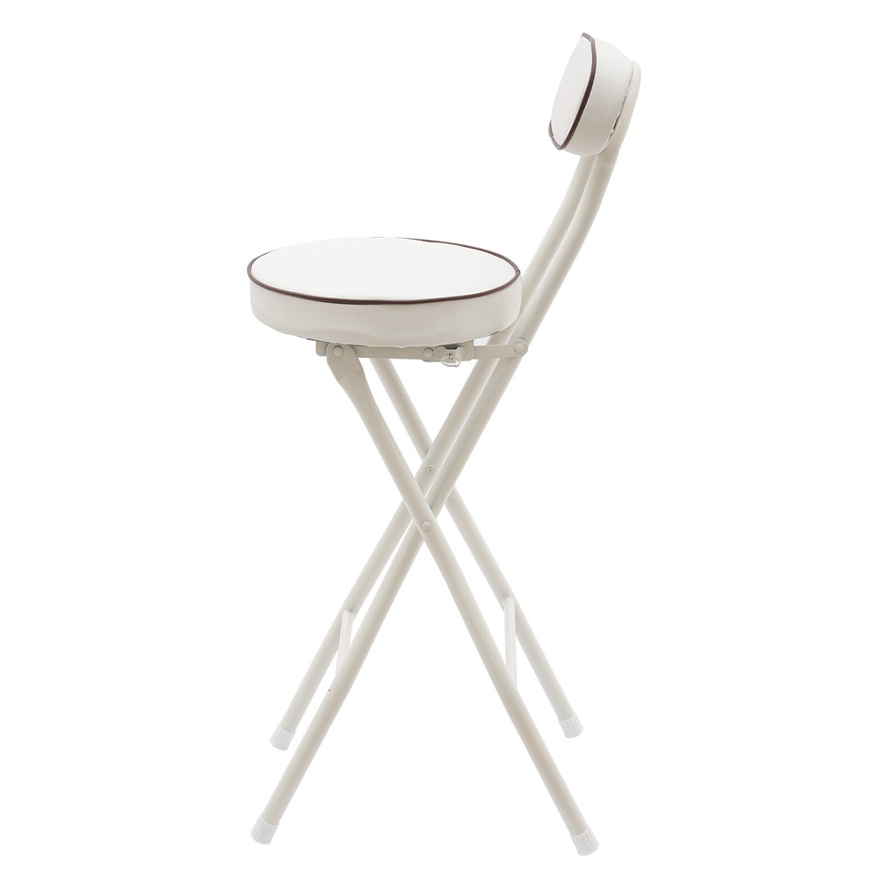 2PCS Bar Stool Portable Folding Stool Padded Folding High Chairs White
