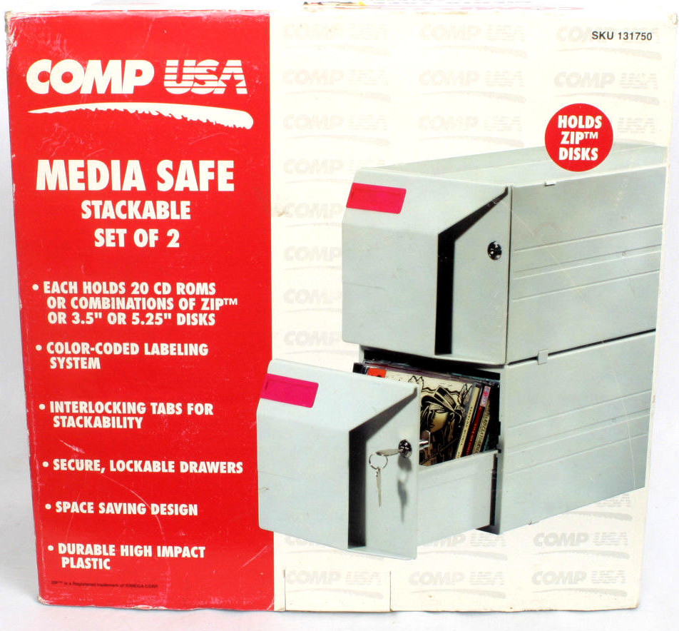 CompUSA CD/DVD/3.5"/5.25" Media 2 Locking Stackable Drawers