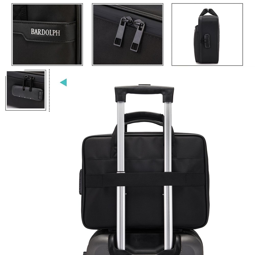 Black Document Organizer Box, Lock, Portable, Home, Travel, Safe File Storage