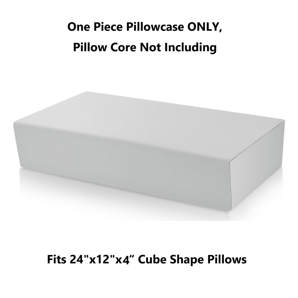 Cube Pillowcase Gray, 24“x12”x4“ Pillowcases for Cube Shape Pillow
