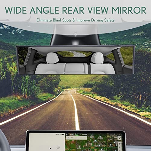Universal Clip-on Wide Angle Mirror, Panoramic Flat HD Rearview 12" 2-pack
