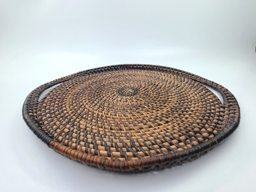 Woven Basket Platter Round with Handles Wall Table Decor Unique