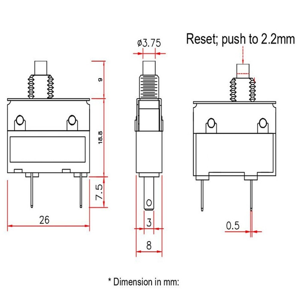 2A Manual Reset Thermal Switch for Overcurrent Protection in DC Circuits