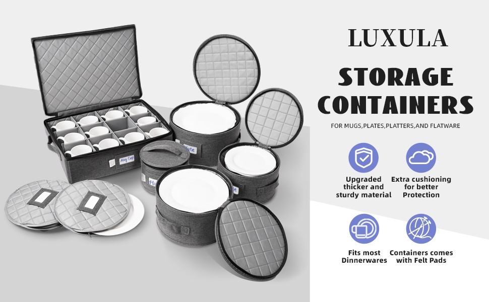 A Set of 5 New Luxula China Hard Shell Storage Container Organizer