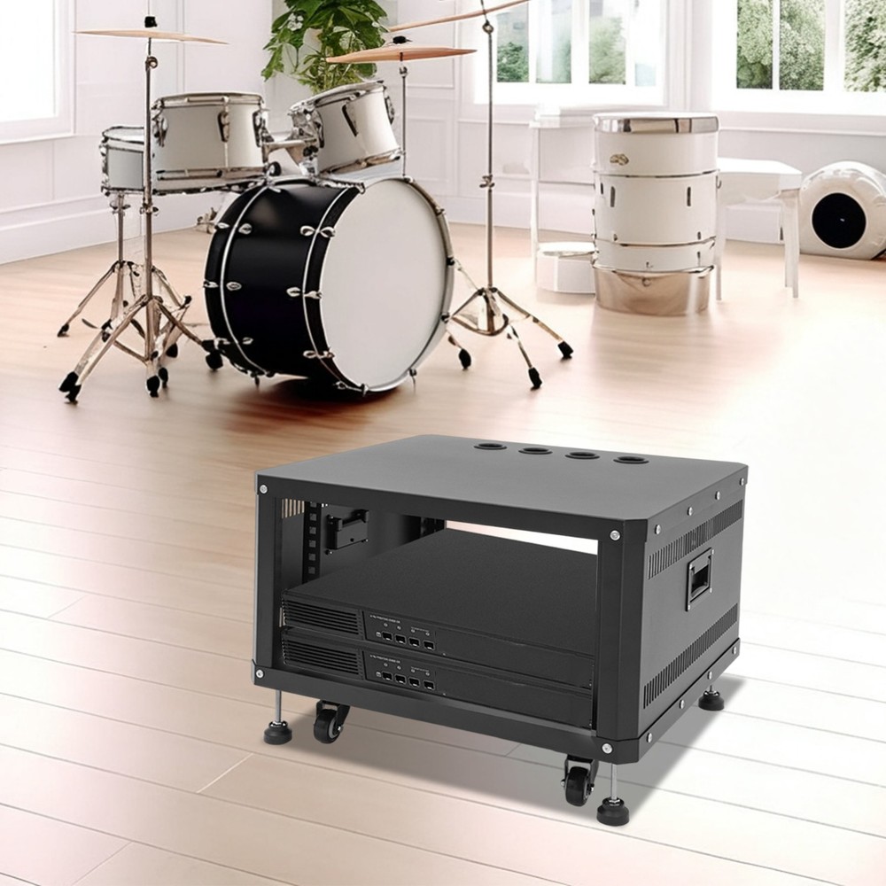 6U Audio Rack Stand Studio Rack Rectangle With Wheels Audio Rack Audio Holder