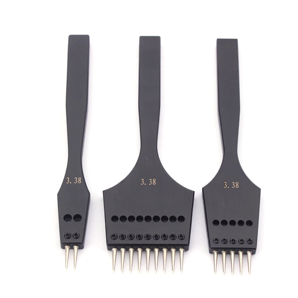 Leather Craft round Hole Black pricking iron chisel Stitching Punch Tool Diy set