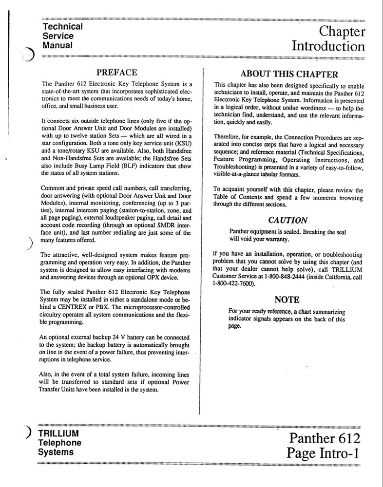 Trillium Panther 612 Electronic Key Phone System