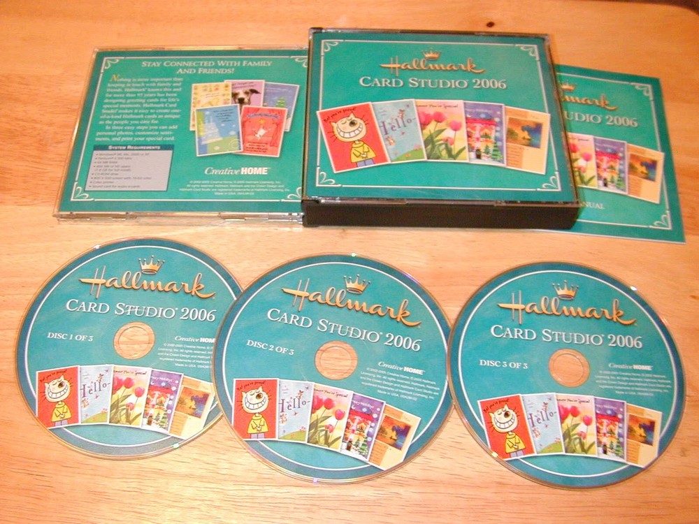 Hallmark Card Studio 2006 PC 3 CD-ROMs Creative Home for Windows 98/Me/2000/XP