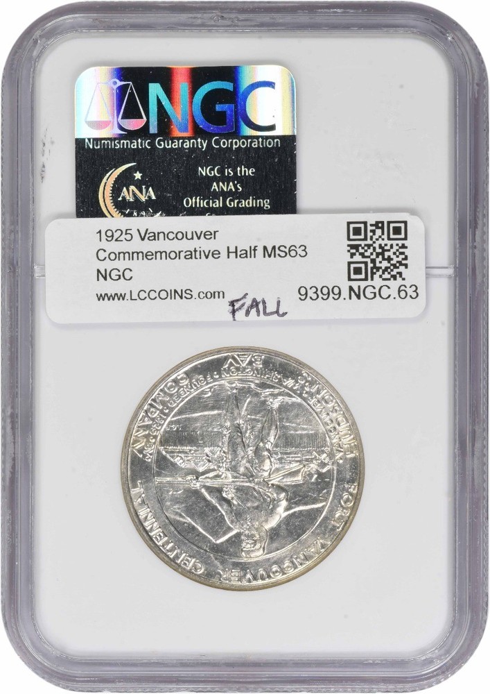 Vancouver Commemorative Silver Half Dollar 1925 MS63 NGC