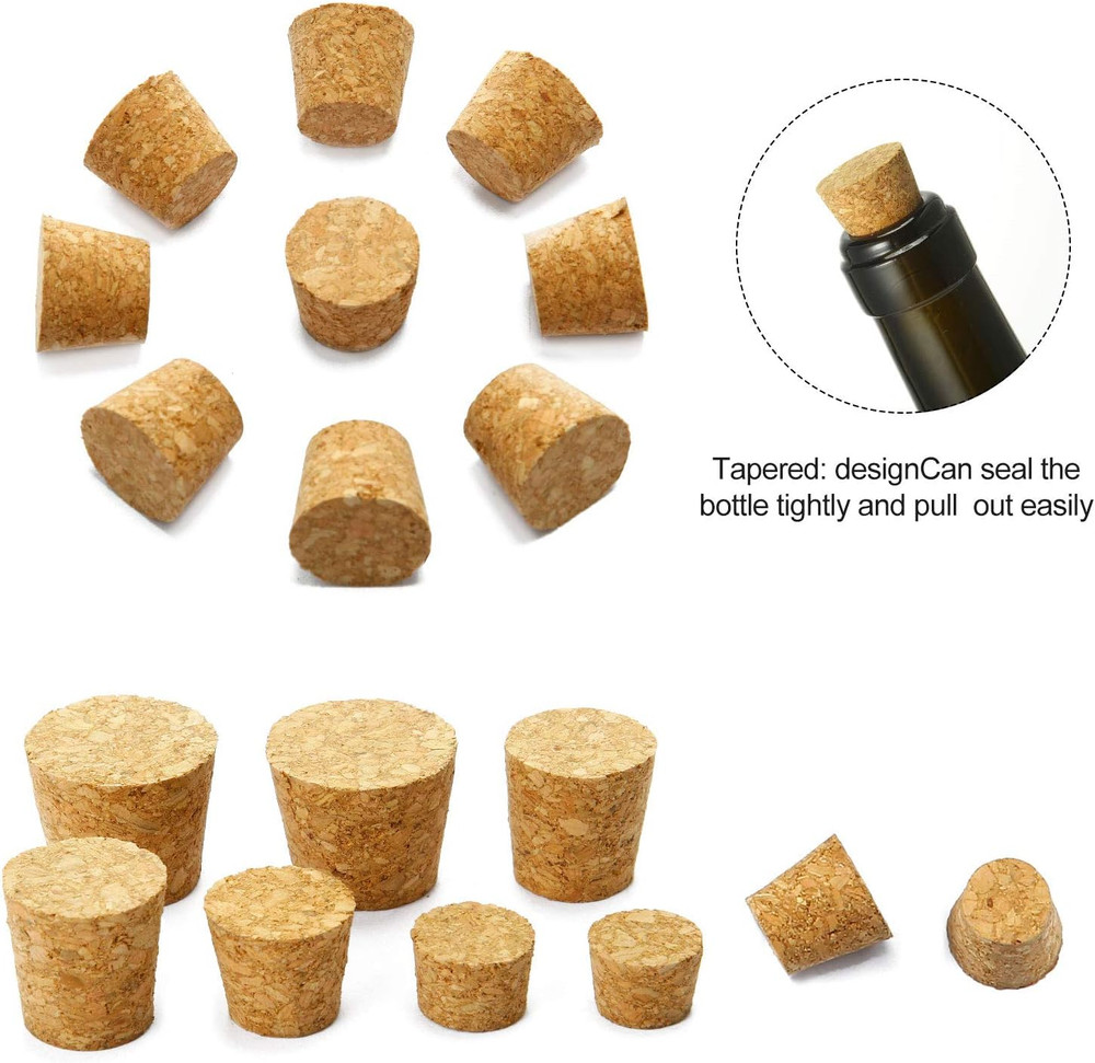 100 Pack Assorted Cork Stoppers Wine Bottle Corks Plugs 10 Sizes Replacement Tap