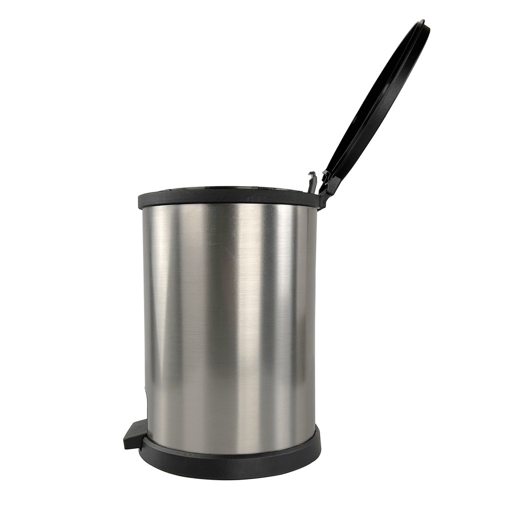 NEW!!1.5 Gallon Trash Can, Plastic Round Step Bathroom Trash Can, Silver