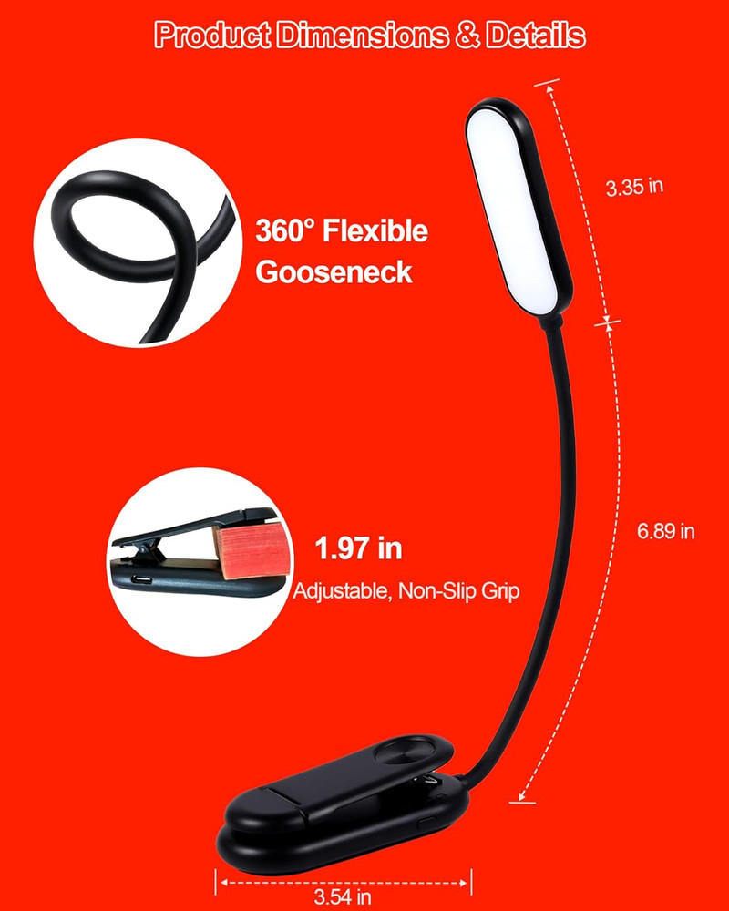630Nm Red Light for Reading at Night [1 Pack] - Zero Blue Light, Dimmable Readi