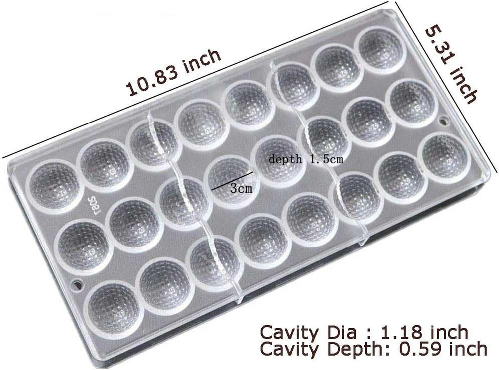 Polycarbonate Chocolate Mold for Small Golf Balls - Clear Bakeware Tool