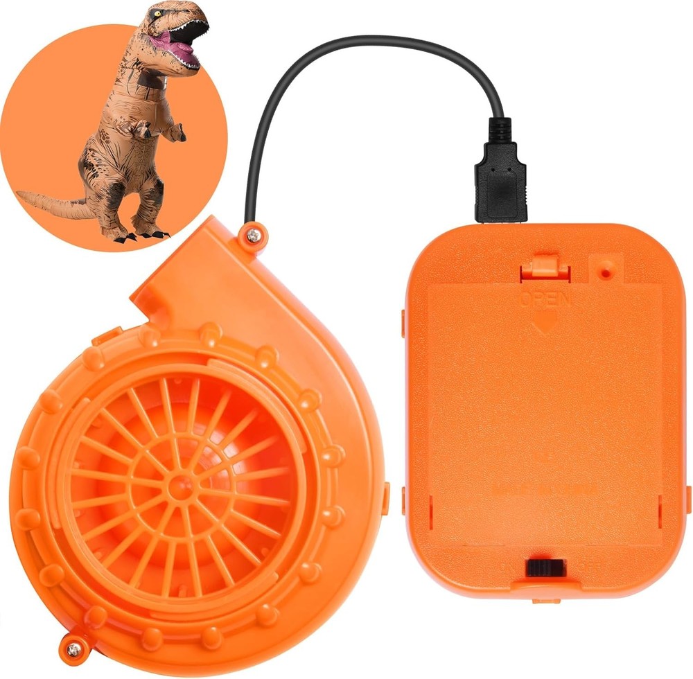 Inflatable Costume Fan Replacement, Mini Blower Dinosaur Medium, Orange