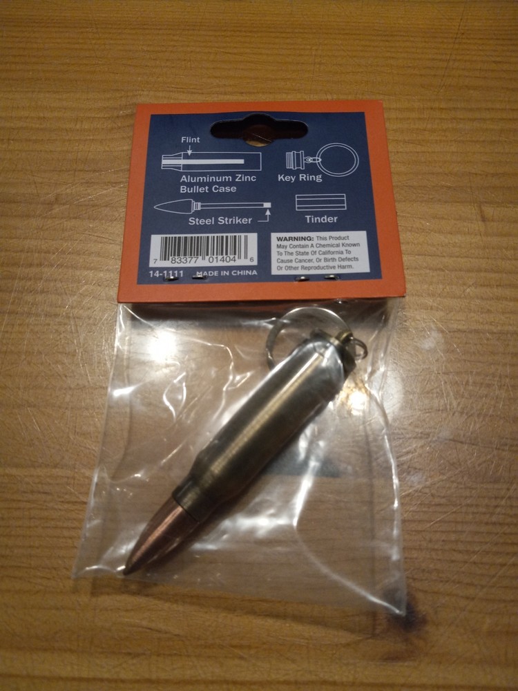 Mil-Spec Gear Bullet Fire Piston Keychain – Compact Survival Fire Starter -