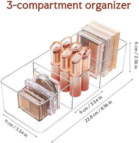 Acrylic Cosmetic Organizer 3-Section Makeup Storage Tray
