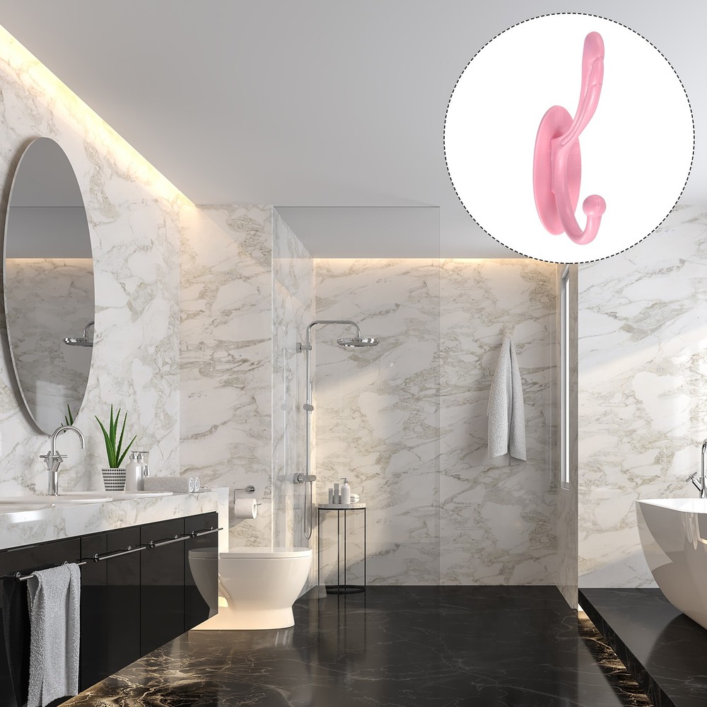 Wall Mounted Coat Hooks, 1Pcs Towel Hook/Adhesive Hooks (Pink)