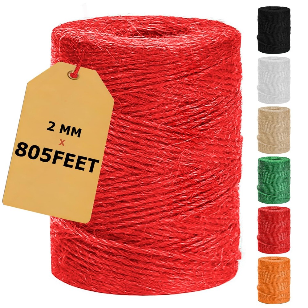 Vanhench 805ft Twine String, Red Colored 2mm (1/12 In)×805ft (246m),