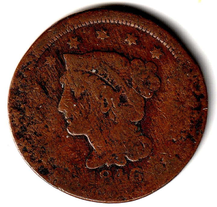 1846  Coronet Head Large Cent