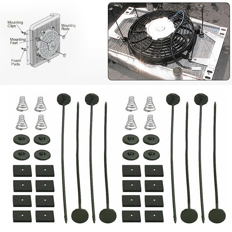 2-Pack Universal Electric Radiator Fan Mounting Kit–Include Zip Tie, Straps&Tabs