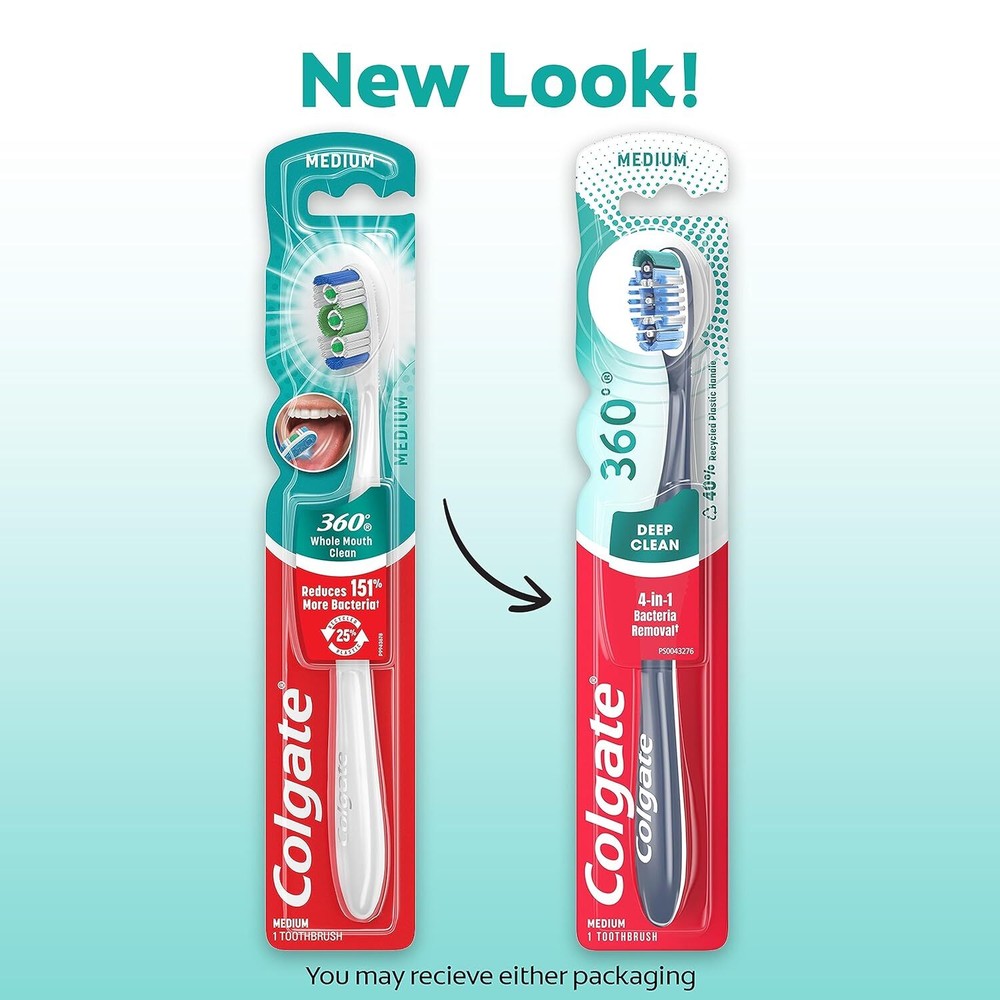 Pack of (2) New Colgate 360 Full Head Toothbrush, Medium