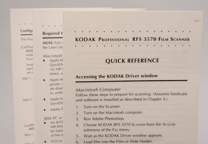 KODAK RFS 3570 SCANNER MANUAL & REFERENCE ITEMS