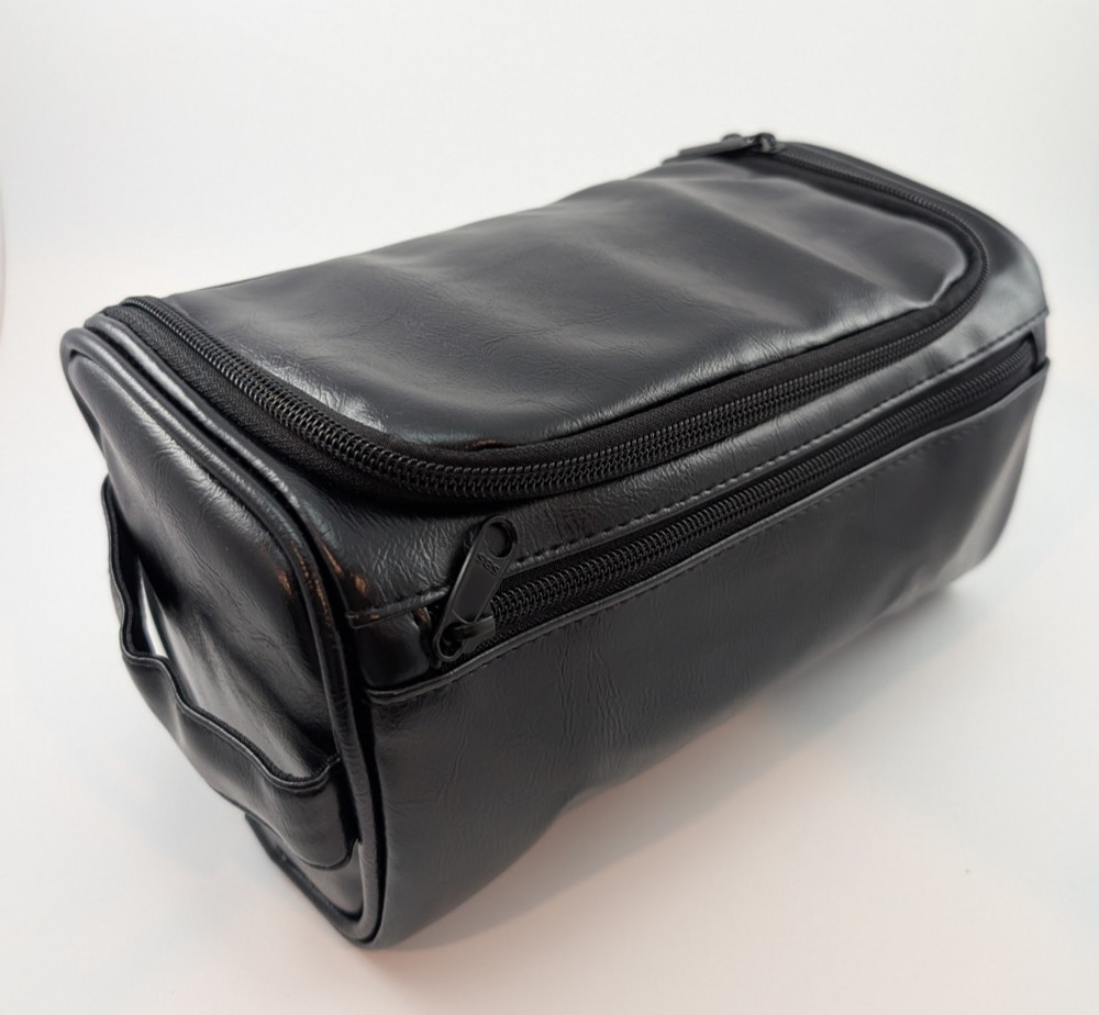 Dopp Kit- Black Water-Resistant PU Leather - New Open Box