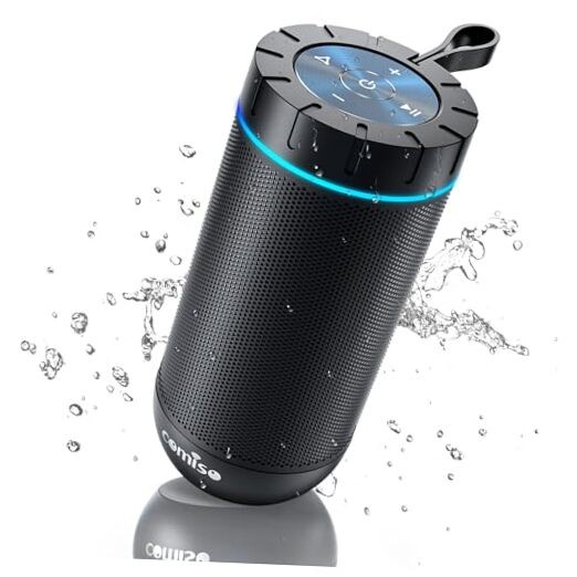 Bluetooth Speaker, IP65 Waterproof Portable Speaker with 360° HD Black Classic