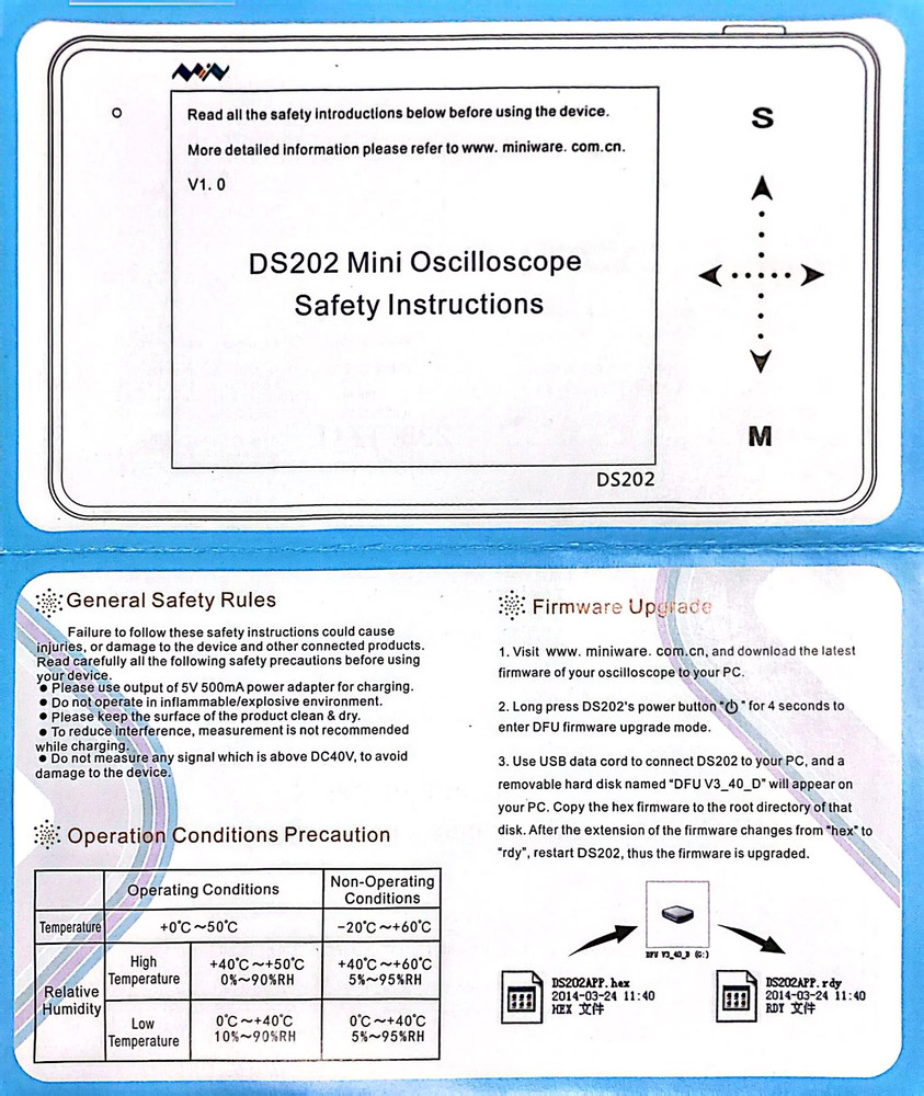 Miniware DS202 2-CH Handheld Mini Digital Oscilloscope, Touchscreen