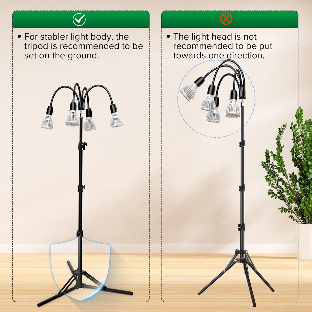 LED Grow Light with Adjustable Tripod Stand Full Spectrum with Replaceable Bulbs