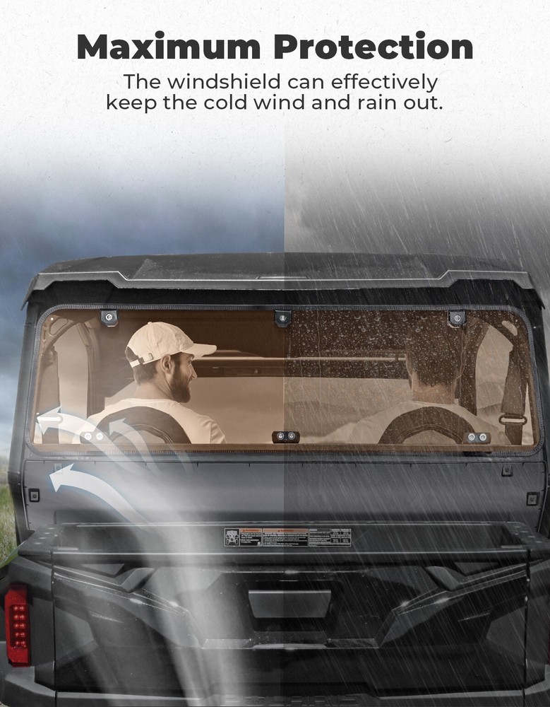 Rear Windshield Scratch Resistant Window for Polaris General 1000 /XP 4 1000