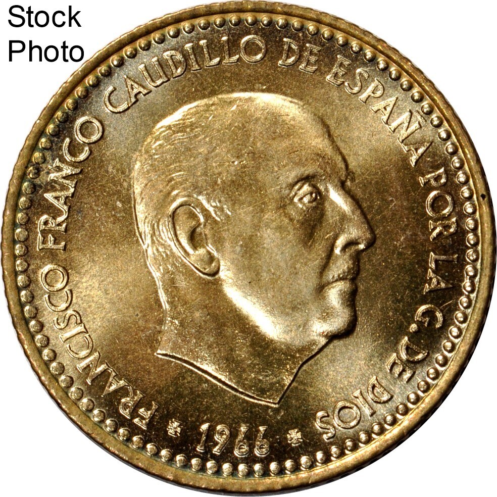 Spain Una Peseta 1966 *72 Gem UNC