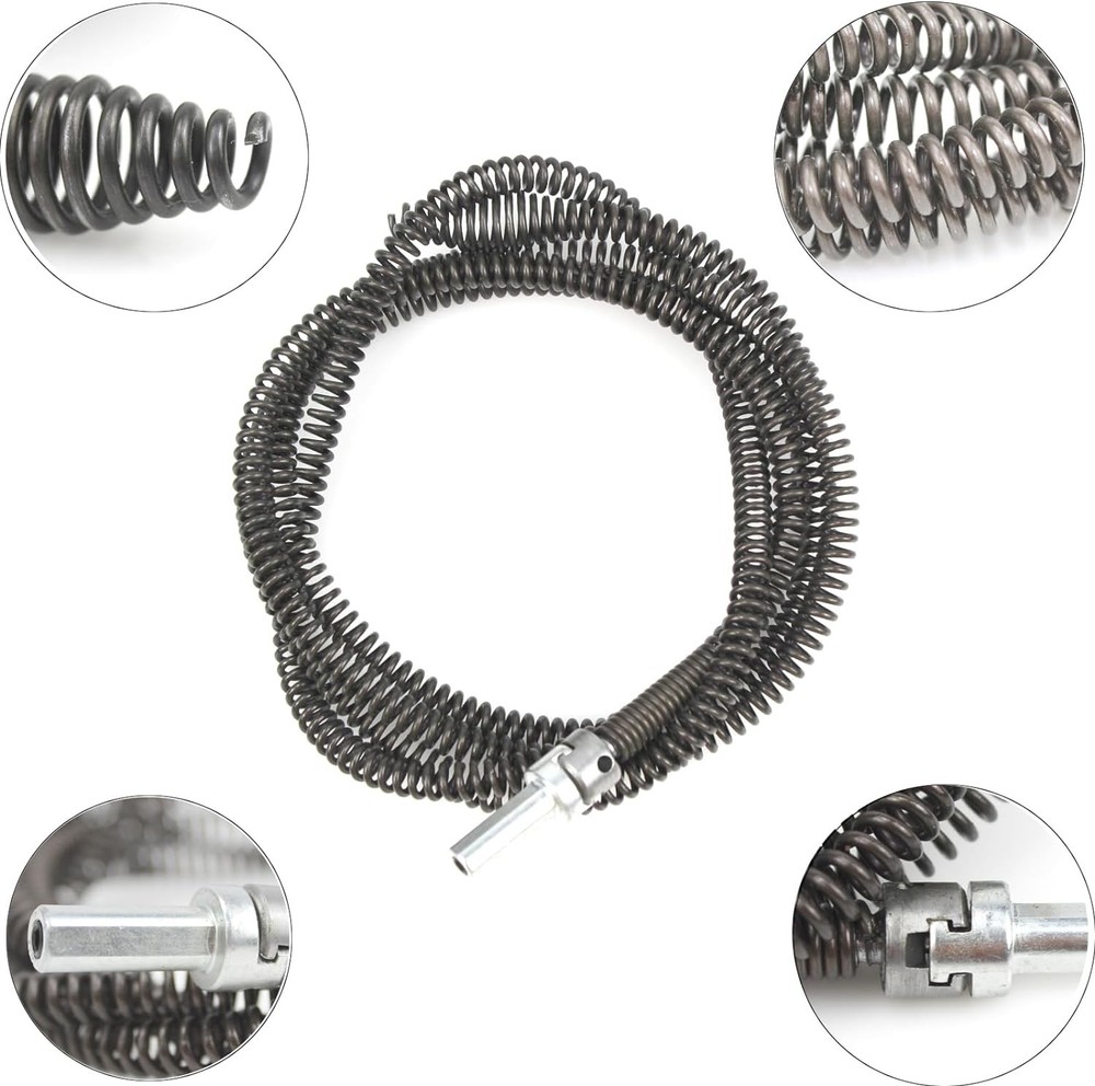 10mm Heavy-Duty Drain Auger Snake Cable with Drill Adapter