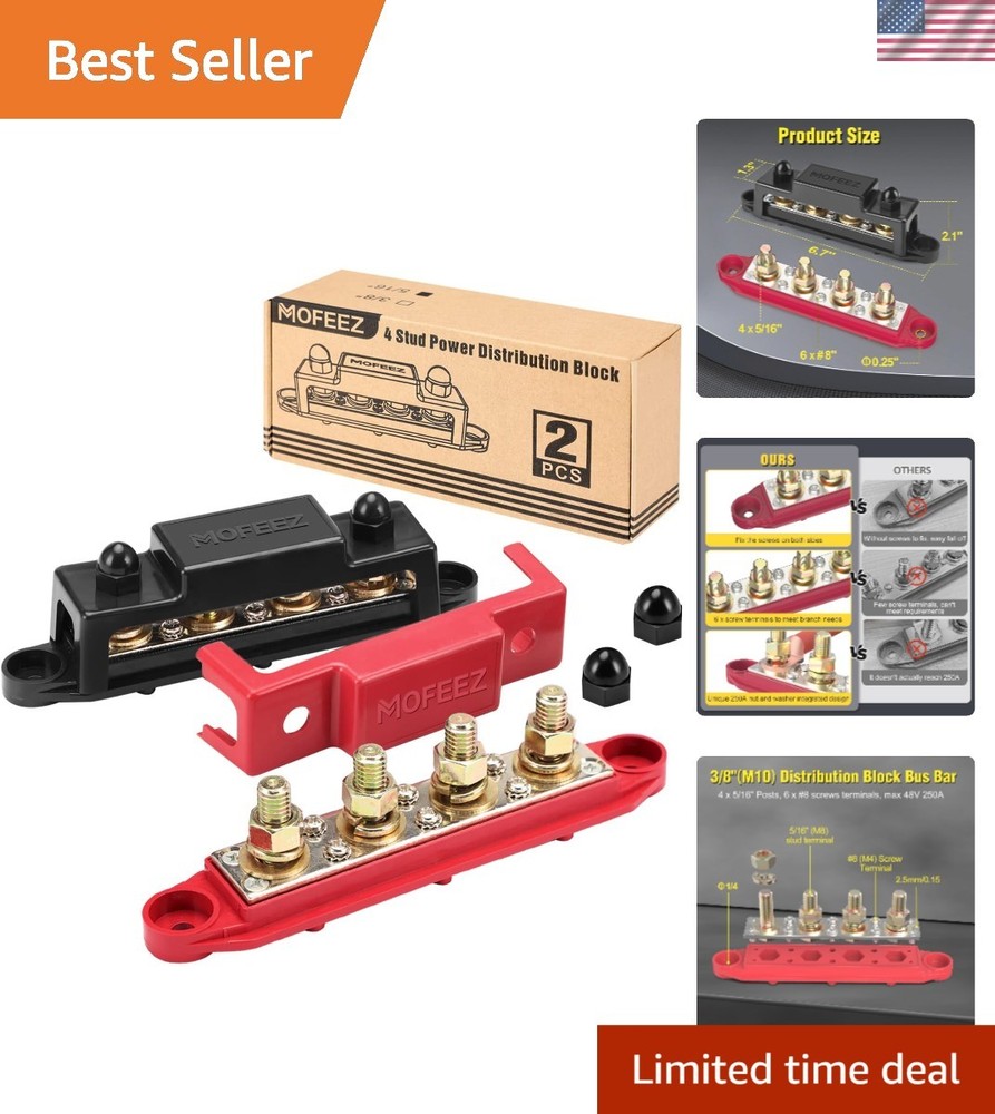 Efficient 48V Power Distribution Block with 8 Screw Terminals - Panel Mount