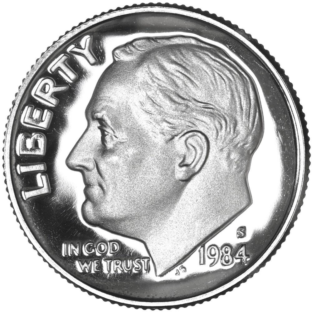 1984 S Roosevelt Dime Gem DCam Proof CN-Clad