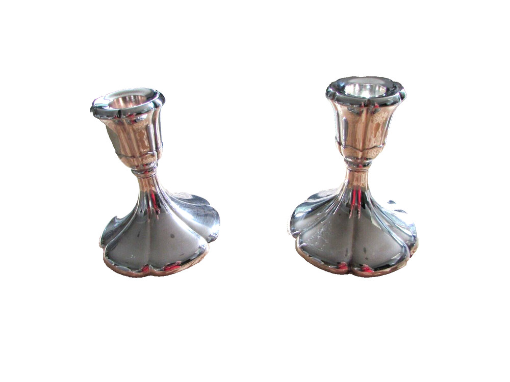 Gorham Silverplate Pair of Taper Candlestick Holders Italy 5"H