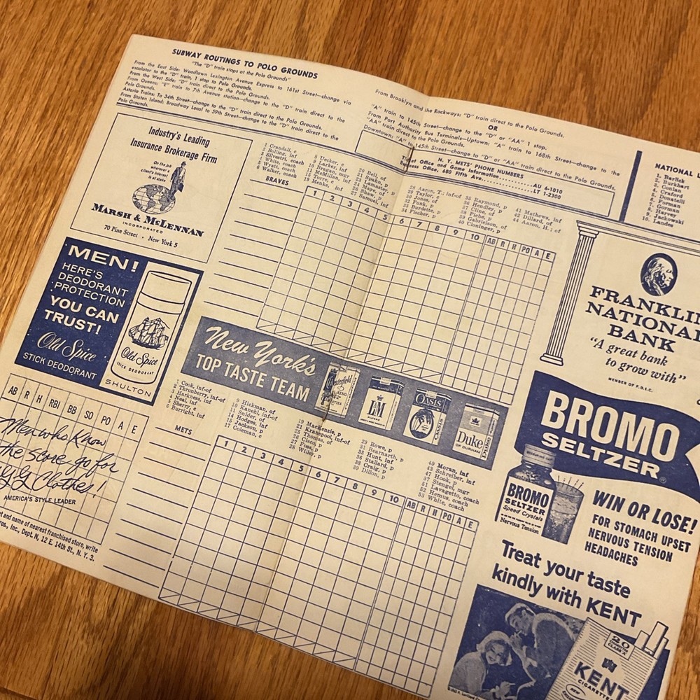 1963 New York Mets baseball program And Scorecard Signed! Read description.