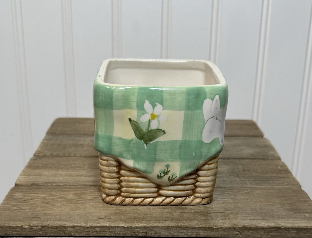 Vintage Easter Bunny Spring 3D Basket & Box WCL Ceramic Set Cottagecore Tabletop