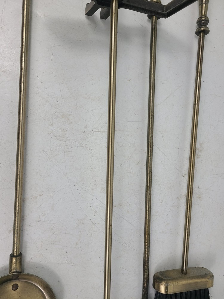 Vintage 4 Piece Brass Fireplace Tool Set