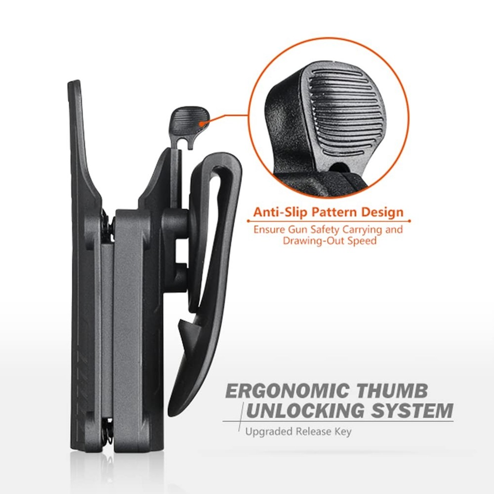 Mega-fit Thumb Release Holster with Paddle Black